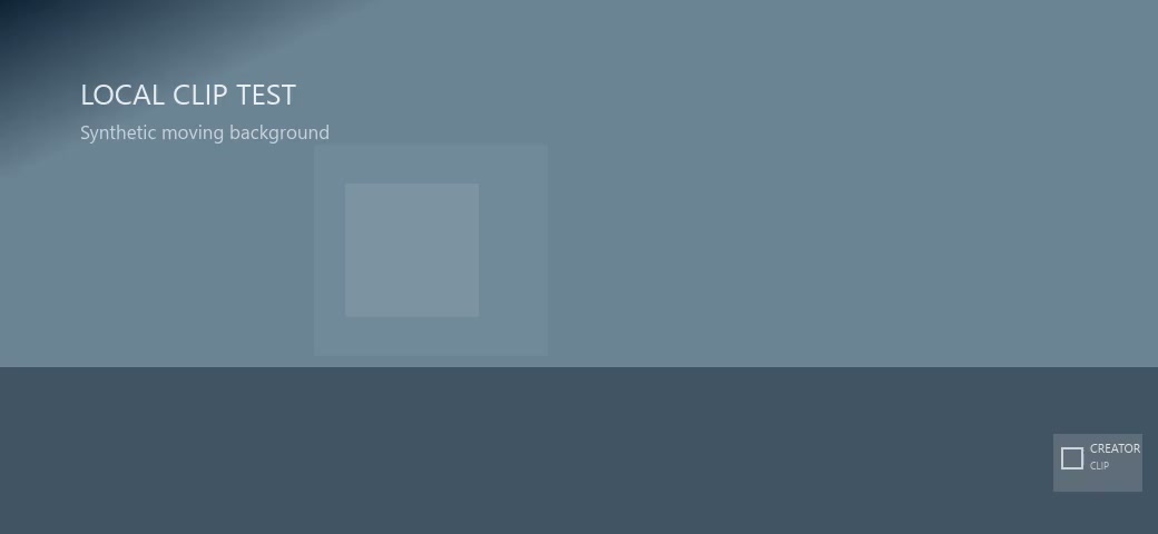 Generated source frame at 00:00:00 with the translucent CREATOR CLIP corner badge visible.